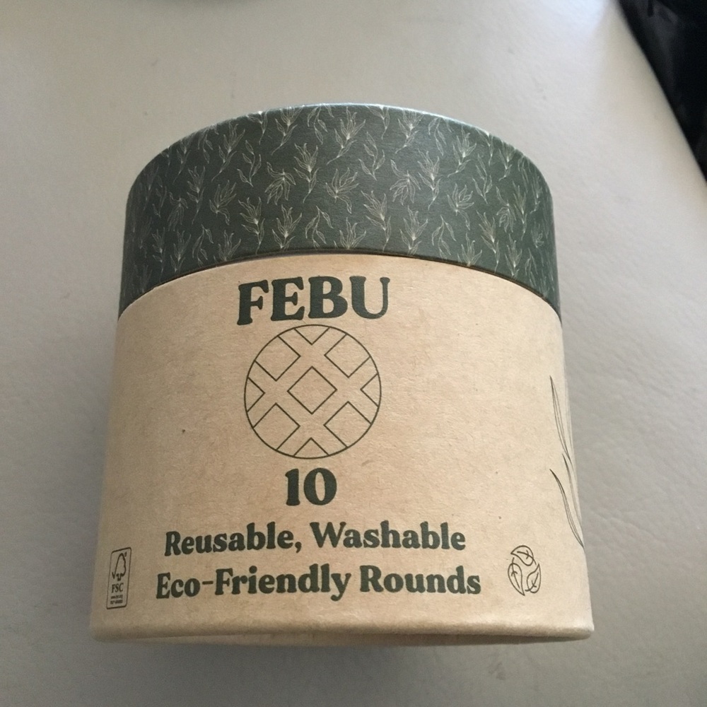 FEBU Eco-Friendly Reusable Face Rounds ~10 cotton round, bye bye single use pads